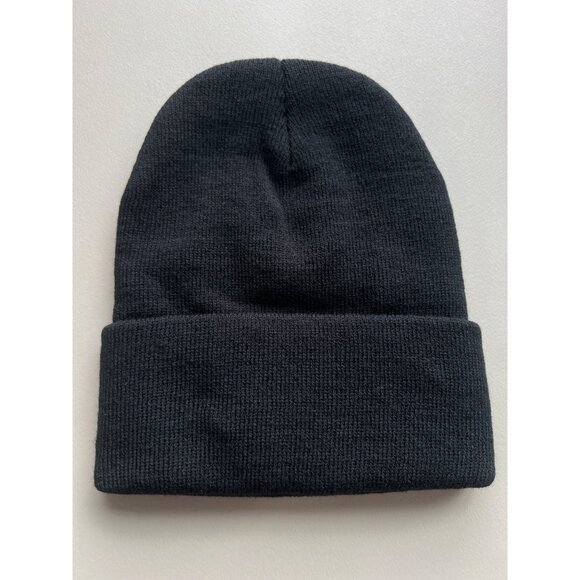 Beechfield Boston Hockey 4 Beanie Hat Unisex OS Circle Patch Acrylic Black Knit - Picture 3 of 6